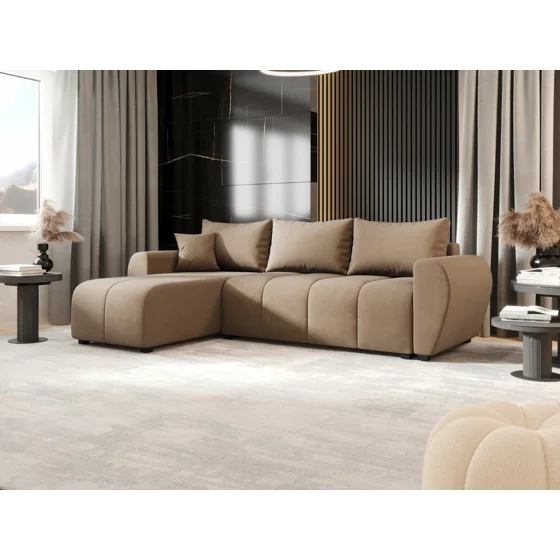 Coltar Extensibil Matola, Universal, Compartiment Depozitare, 246x145x82 h cm, Stofa, beige picture - 1