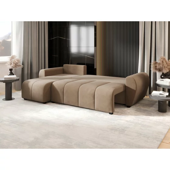 Coltar Extensibil Matola, Universal, Compartiment Depozitare, 246x145x82 h cm, Stofa, beige picture - 2