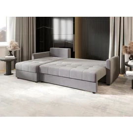 Coltar Extensibil Mostar, Universal, Compartiment Depozitare, 220x143x85 h cm, Stofa, Gri