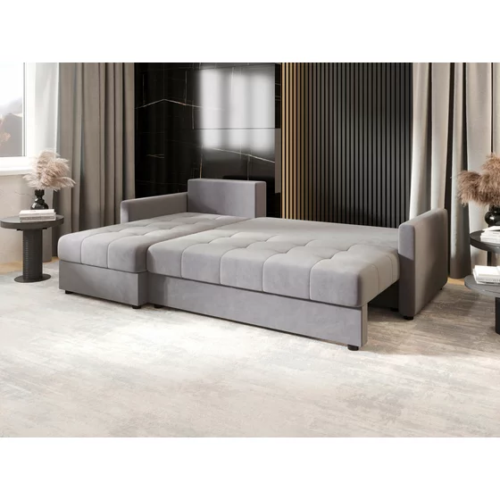 Coltar Extensibil Mostar, Universal, Compartiment Depozitare, 220x143x85 h cm, Stofa, Gri picture - 2