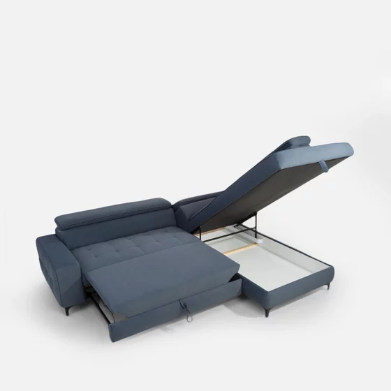 Coltar Extensibil Nala, 251x203x70-90 h cm, Stofa, Albastru picture - 4