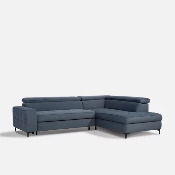 Coltar Extensibil Nala, 251x203x70-90 h cm, Stofa, Albastru picture - 6