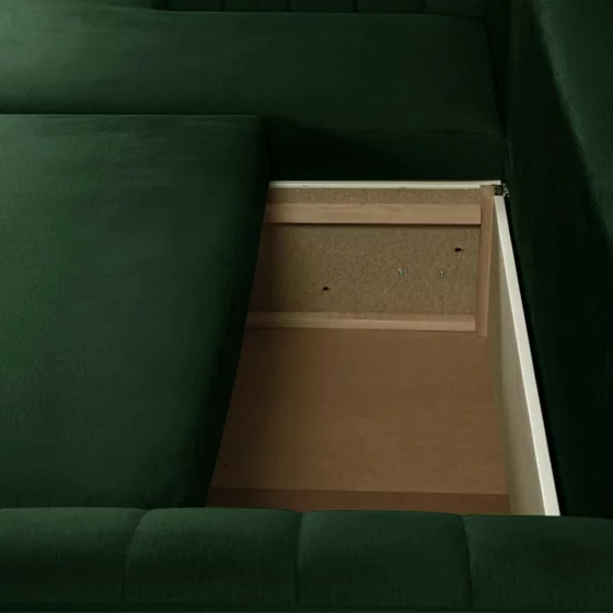 Coltar Extensibil Nova, Compartiment Depozitare,  240x145x75 cm, Stofa Tip Catifea,Verde picture - 6