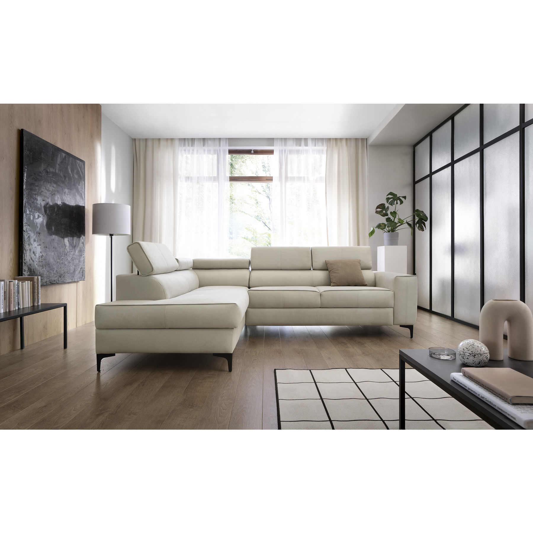Coltar extensibil otto, 268x201x77-92 cm, stofa beige, letto 03