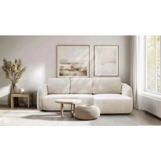 Coltar Extensibil Praga, 270x154x94 h cm, Stofa Beige picture - 1