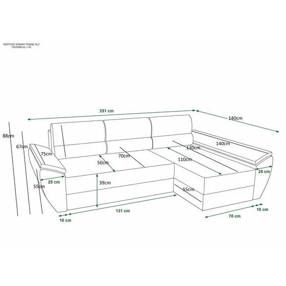 Coltar Extensibil Rewa, Universal, Compartiment Depozitare, 255.5x139x86 h cm, Stofa, Gri picture - 4