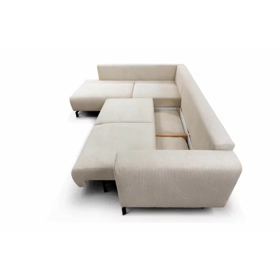 Coltar Extensibil Vedra, 270x210x90 h cm, Stofa Raita, Beige picture - 7
