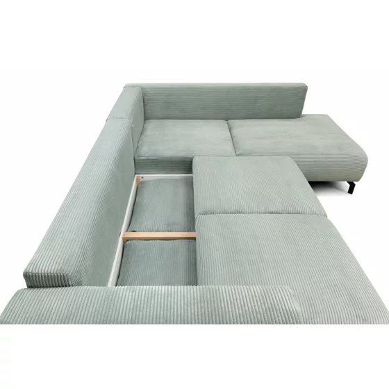 Coltar Extensibil Vedra, 270x210x90 h cm, Stofa Raita, Verde Mint picture - 5