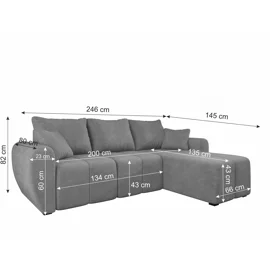 Coltar Extensibil Weinang, 246x145x82 cm, Stofa Crem