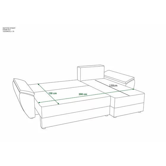 Coltar Extensibil Zanzibar, Universal, Compartiment Depozitare, 251x140x88 h cm, Stofa, Gri Deschis picture - 6
