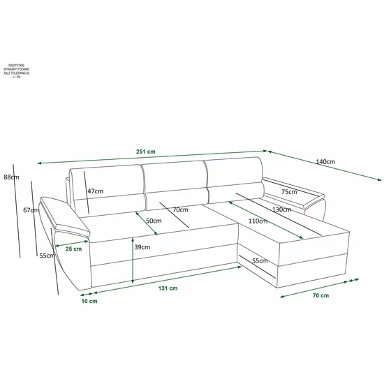 Coltar Extensibil Zanzibar, Universal, Compartiment Depozitare, 251x140x88 h cm, Stofa, Gri Deschis picture - 7