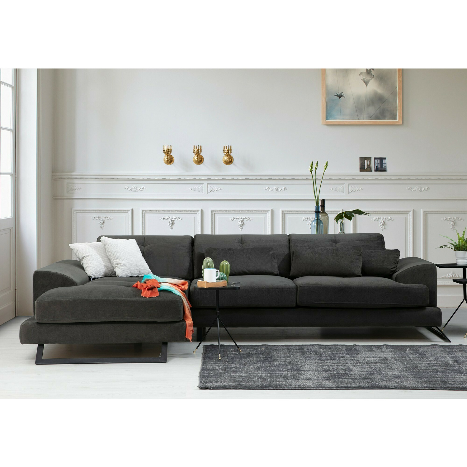 Coltar frido stanga (chl+3r), 308x190x92 cm - gri antracit