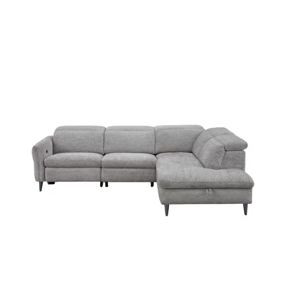 Coltar Laccio Cu Recliner Electric si Spatiu de Depozitare,  279x217 cm, Stofa Gri picture - 1