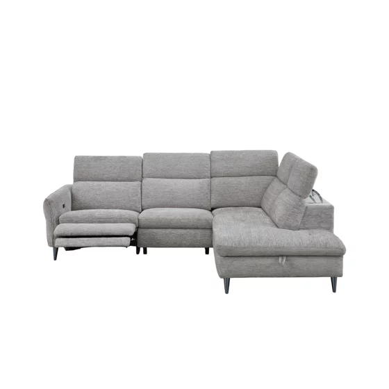 Coltar Laccio Cu Recliner Electric si Spatiu de Depozitare,  279x217 cm, Stofa Gri picture - 5