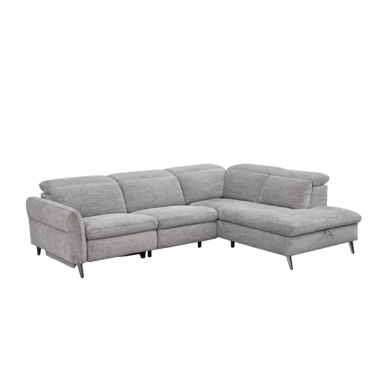 Coltar Laccio Cu Recliner Electric si Spatiu de Depozitare,  279x217 cm, Stofa Gri picture - 6