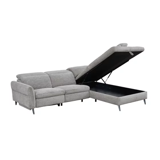 Coltar Laccio Cu Recliner Electric si Spatiu de Depozitare,  279x217 cm, Stofa Gri picture - 7