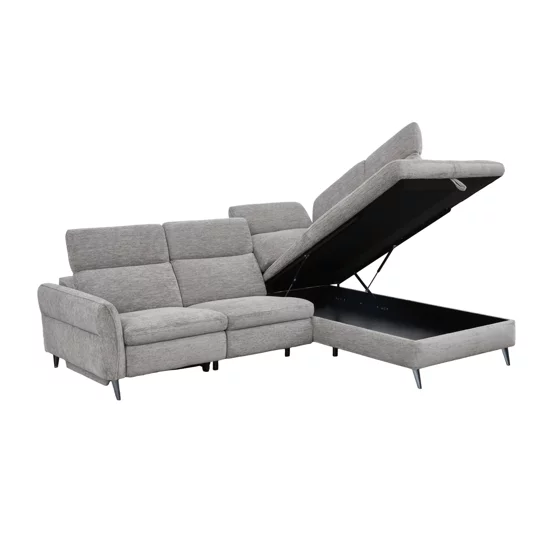 Coltar Laccio Cu Recliner Electric si Spatiu de Depozitare,  279x217 cm, Stofa Gri picture - 8