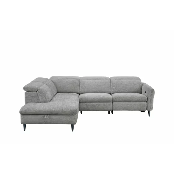 Coltar Laccio Cu Recliner Electric si Spatiu de Depozitare,  279x217 cm, Stofa Gri picture - 2