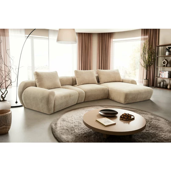 Coltar Modular Norte, 363x176x67 h cm, Stofa Tip Chenille, Beige picture - 1