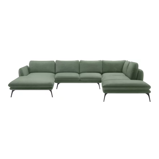 Coltar Portimao Forma U, 364x248x86 h cm, Stofa, Verde picture - 1