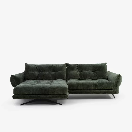 Coltar Roda cu Spatar Reglabil, 280x177x87 h cm, Stofa, Verde picture - 1