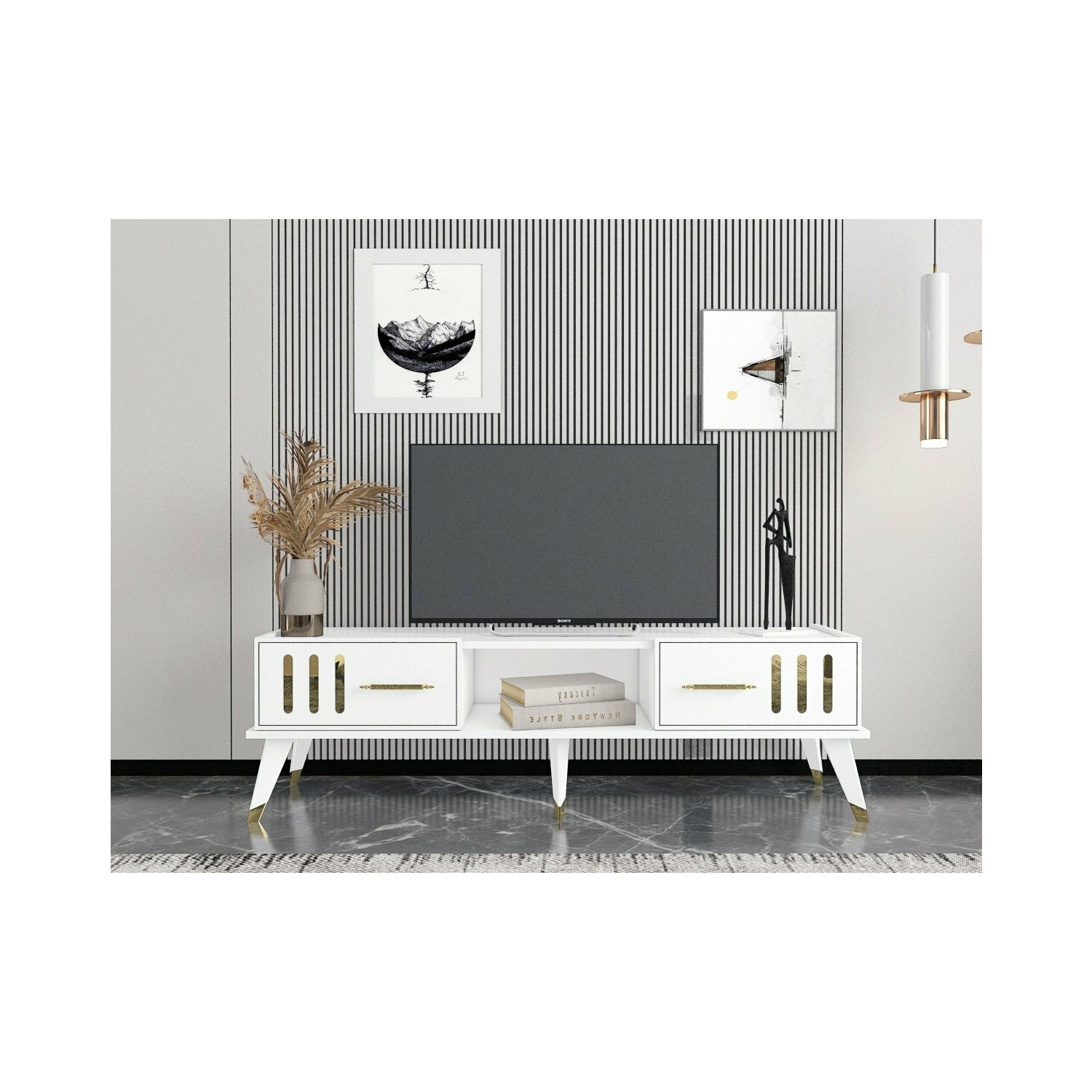Comdoa tv junes, 150x35x44.2 cm - alba