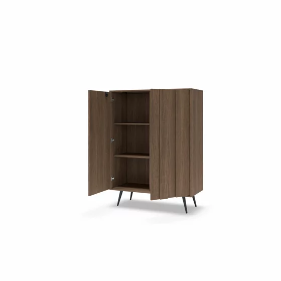 Comoda 2 Usi Amaro, Sistem De Iluminat tip Led Inclus, 93.5x40x125.6 h cm, Pal Melaminat/MDF, Stejar Dunin picture - 4