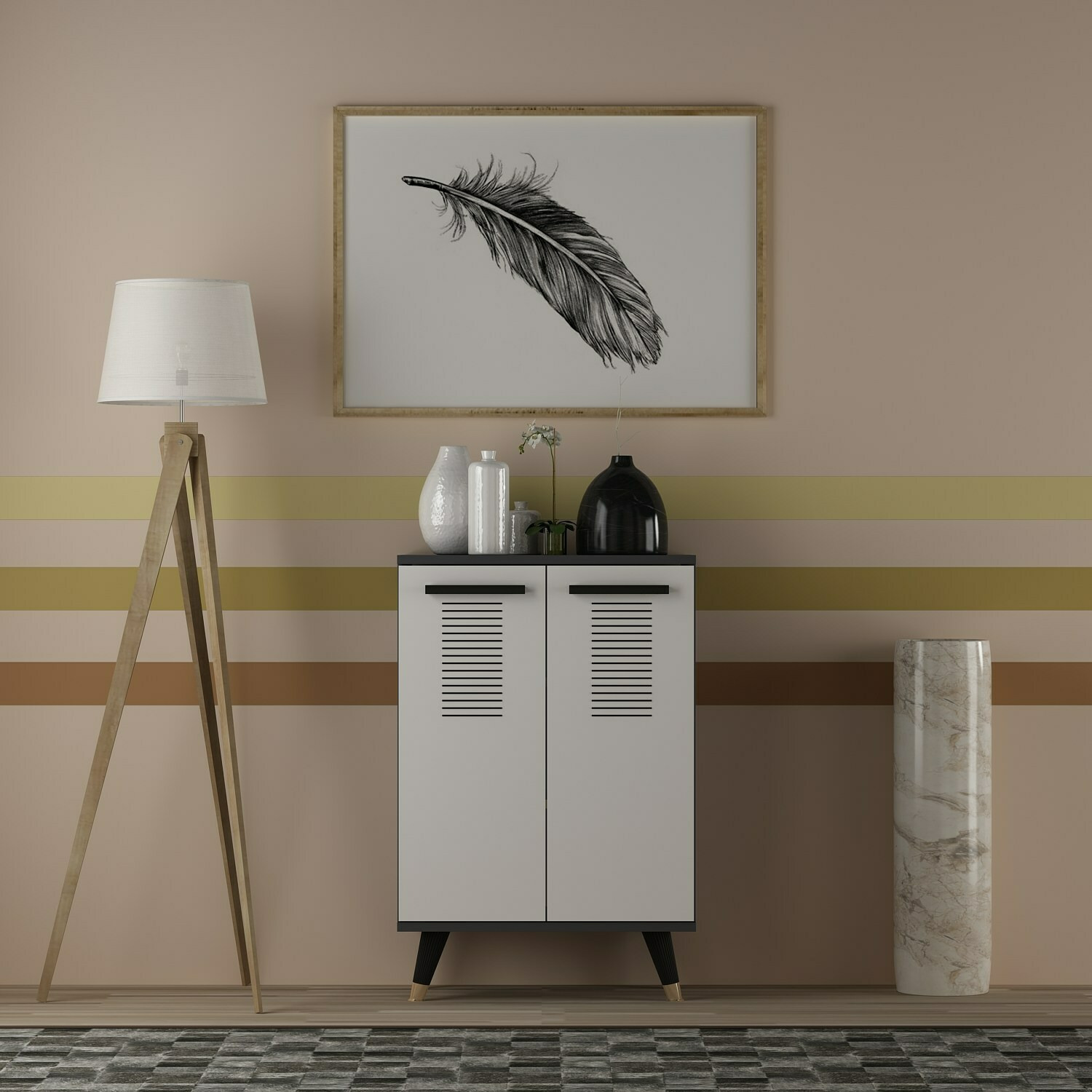 Comoda 2 usi asimo x, 60x35x90.6 cm - antracit/alb