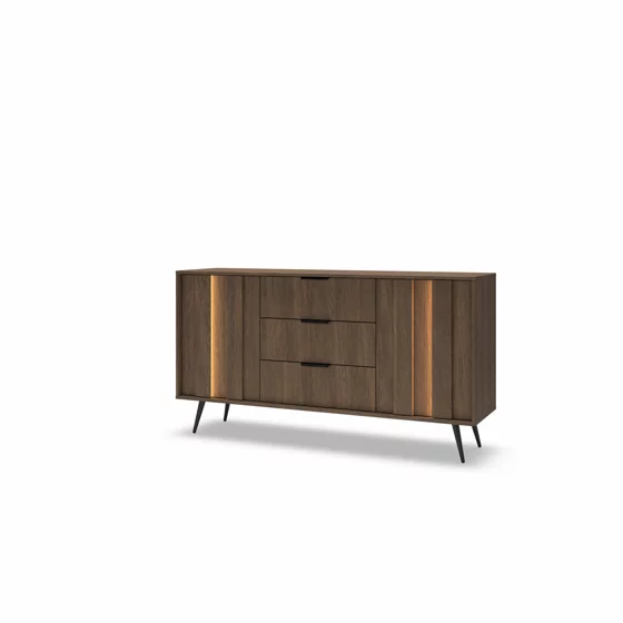 Comoda 2 Usi + 3 Sertare, Amaro, Sistem De Iluminat tip Led Inclus, 153.5x40x82.6 h cm, Pal Melaminat/MDF, Stejar Dunin picture - 3