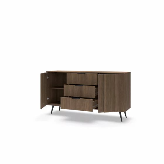 Comoda 2 Usi + 3 Sertare, Amaro, Sistem De Iluminat tip Led Inclus, 153.5x40x82.6 h cm, Pal Melaminat/MDF, Stejar Dunin picture - 4