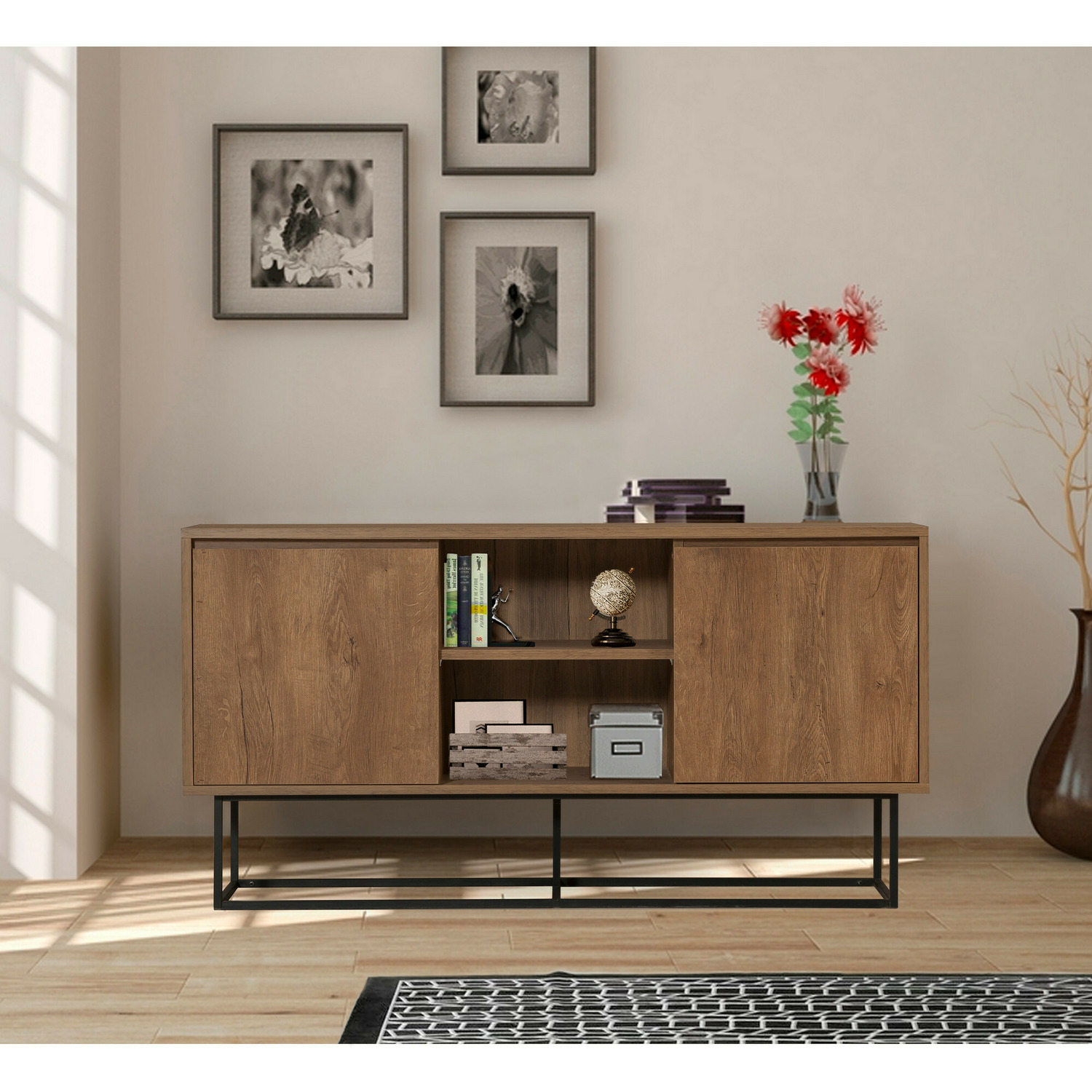 Comoda 2 usi zela, 140x36x72 cm - nuc