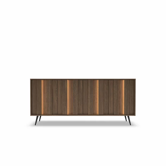 Comoda Amaro 4 Usi, Sistem de Iluminat tip Led Inclus, 183.3x40x82.6 h cm, Pal Melaminat/MDF, Stejar Dunin picture - 2