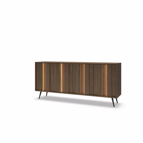 Comoda Amaro 4 Usi, Sistem de Iluminat tip Led Inclus, 183.3x40x82.6 h cm, Pal Melaminat/MDF, Stejar Dunin picture - 4