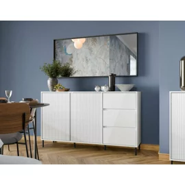 Comoda Avenale AVEK01, 2 Usi + 3 Sertare, 157.8x40x91.6 h cm, Pal Melaminat/MDF, Alb Alpin/Alb Lucios