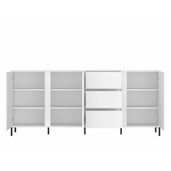 Comoda Avenale AVEK02, 3 Usi + 3 Sertare, 212x40x91.6 h cm, Pal Melaminat/MDF, Alb Alpin/Alb Lucios picture - 3