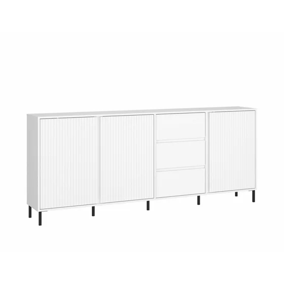 Comoda Avenale AVEK02, 3 Usi + 3 Sertare, 212x40x91.6 h cm, Pal Melaminat/MDF, Alb Alpin/Alb Lucios picture - 2