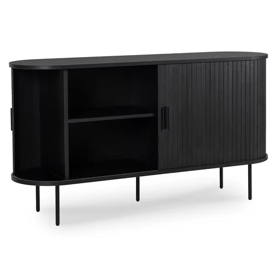 Comoda Cu 2 Usi glisante Trois, 140x40x76 cm, MDF, Negru picture - 3