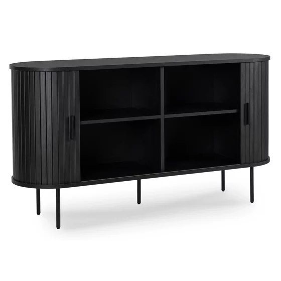 Comoda Cu 2 Usi glisante Trois, 140x40x76 cm, MDF, Negru picture - 4