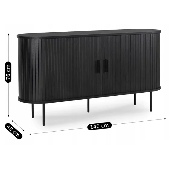 Comoda Cu 2 Usi glisante Trois, 140x40x76 cm, MDF, Negru picture - 6