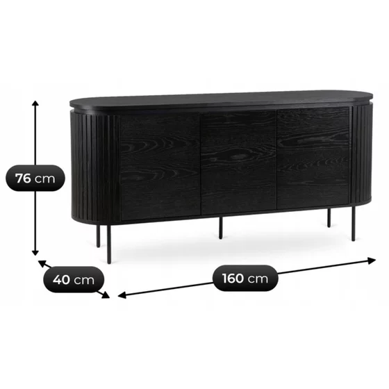 Comoda Cu 3 Usi Bardiani, 160x40x76 cm, MDF, Negru picture - 7