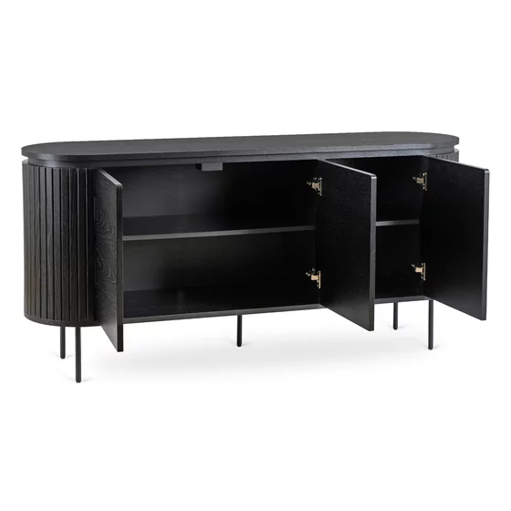 Comoda Cu 3 Usi Bardiani, 160x40x76 cm, MDF, Negru picture - 3