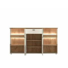 Comoda Cut Out CTUK01, 3 Usi + Sertar, 165x40x90 h cm, Pal Melaminat, Stejar Evoke/Casmir