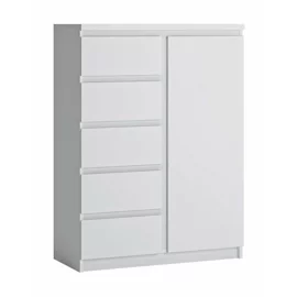 Comoda Fribo FRIK01, 4 Sertare + Usa, 83.1x40x113.9 h cm, Pal Melaminat, Alb Alpin