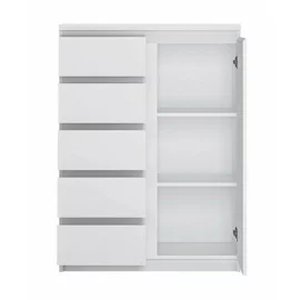 Comoda Fribo FRIK01, 4 Sertare + Usa, 83.1x40x113.9 h cm, Pal Melaminat, Alb Alpin