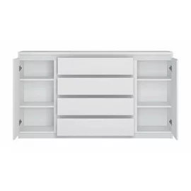 Comoda Fribo FRIK02, 2 Usi + 4 Sertare, 165.4x40x92.9 h cm, Pal Melaminat, Alb Alpin