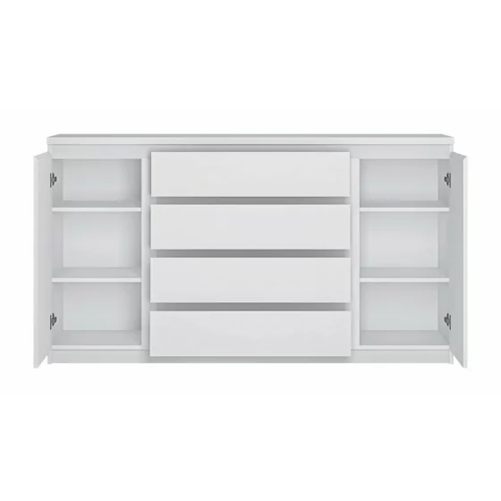 Comoda Fribo FRIK02, 2 Usi + 4 Sertare, 165.4x40x92.9 h cm, Pal Melaminat, Alb Alpin picture - 2