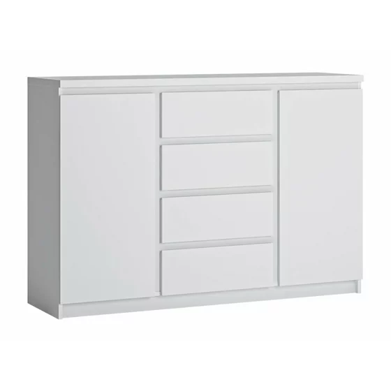 Comoda Fribo FRIK03, 2 Usi + 4 Sertare, 135.4x40x92.9 h cm, Pal Melaminat, Alb Alpin picture - 1