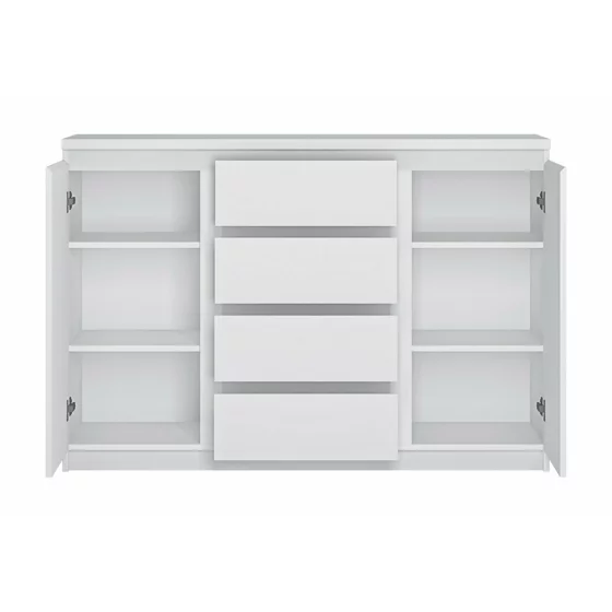 Comoda Fribo FRIK03, 2 Usi + 4 Sertare, 135.4x40x92.9 h cm, Pal Melaminat, Alb Alpin picture - 2