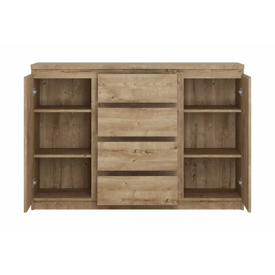 Comoda Fribo FRIK03, 2 Usi + 4 Sertare, 135.4x40x92.9 h cm, Pal Melaminat, Stejar Ribbeck Auriu picture - 3