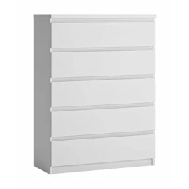 Comoda Fribo FRIK06 cu 5 Sertare, 82.8x40x113.9 h cm, Pal Melaminat, Alb Alpin